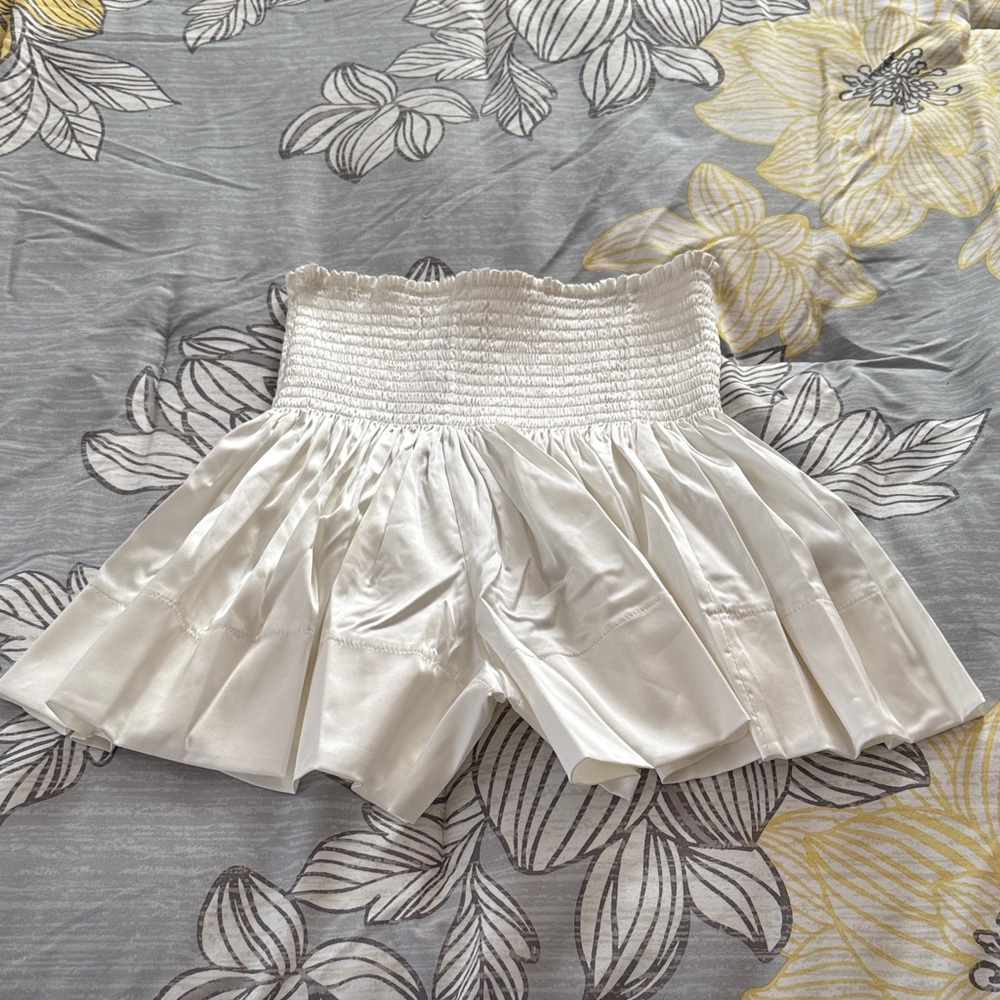 White Smocked Waist Skort